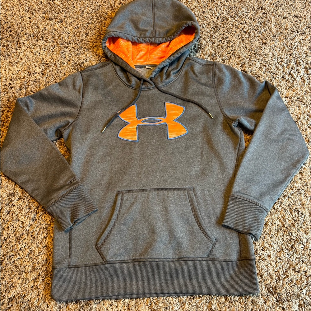 Under Armour Charcoal Hoodie with Vibrant Orange Accents